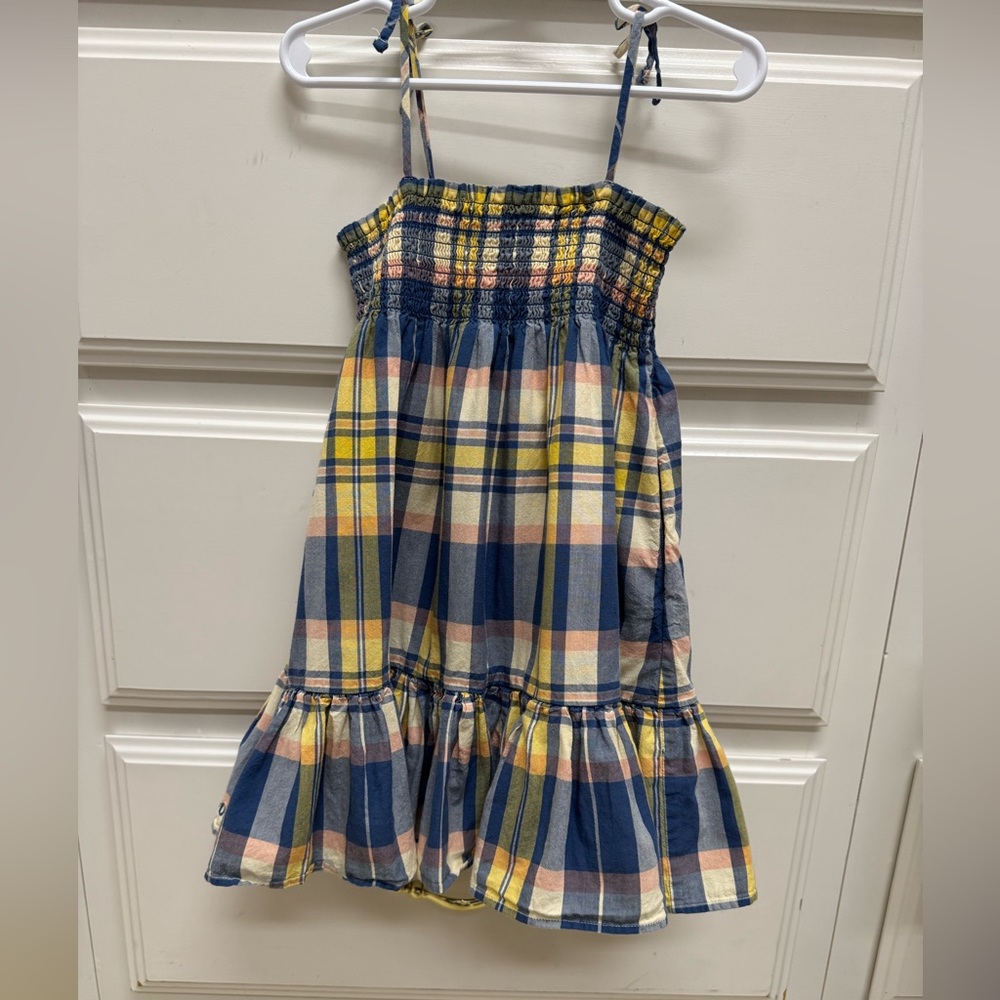 Polo Ralph Lauren Plaid Smocked Dress 3T Blue Yellow